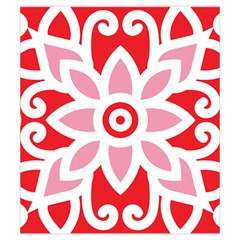 A Red And White Pattern With A Flower On It Drawstring Pouch (Small) from ArtsNow.com Front