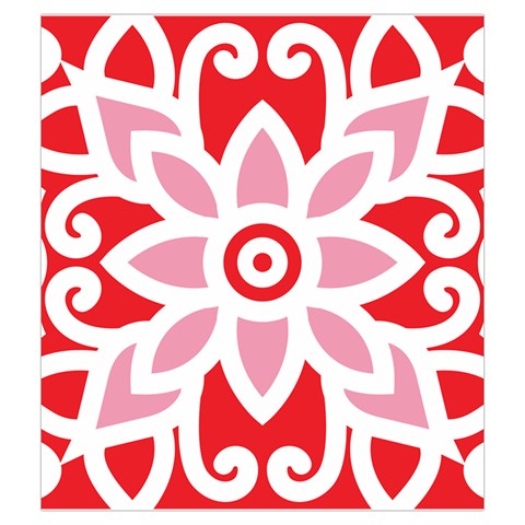 A Red And White Pattern With A Flower On It Drawstring Pouch (Medium) from ArtsNow.com Front