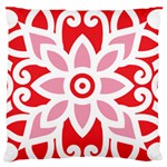 A Red And White Pattern With A Flower On It Standard Premium Plush Fleece Cushion Case (One Side)