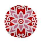 A Red And White Pattern With A Flower On It Standard 15  Premium Flano Round Cushions