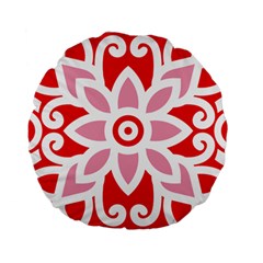 A Red And White Pattern With A Flower On It Standard 15  Premium Flano Round Cushions from ArtsNow.com Back