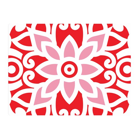 A Red And White Pattern With A Flower On It Two Sides Premium Plush Fleece Blanket (Mini) from ArtsNow.com 35 x27  Blanket Front