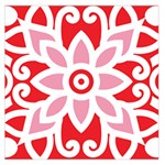 A Red And White Pattern With A Flower On It Square Satin Scarf (36  x 36 )