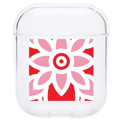 A Red And White Pattern With A Flower On It Hard PC AirPods 1/2 Case from ArtsNow.com Front