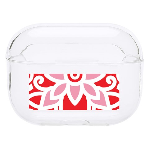 A Red And White Pattern With A Flower On It Hard PC AirPods Pro Case from ArtsNow.com Front