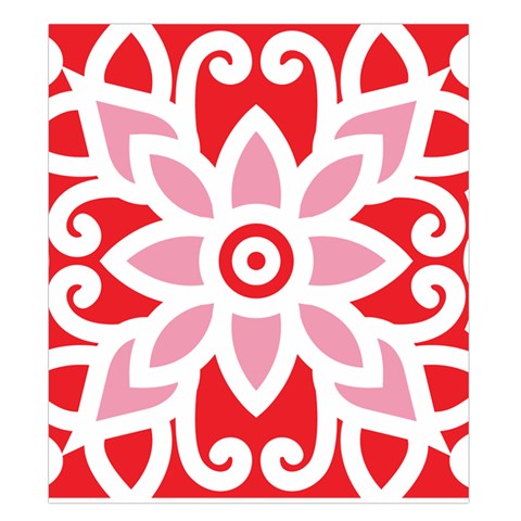 A Red And White Pattern With A Flower On It Duvet Cover (King Size) from ArtsNow.com Duvet Quilt