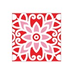 A Red And White Pattern With A Flower On It Satin Bandana Scarf 22  x 22 