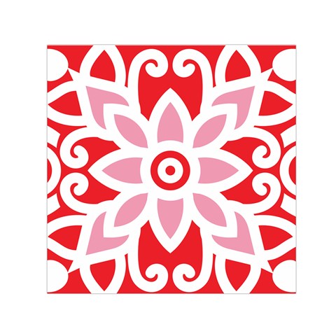 A Red And White Pattern With A Flower On It Square Satin Scarf (30  x 30 ) from ArtsNow.com Front