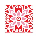 A Red And White Pattern With A Flower On It Square Satin Scarf (30  x 30 )