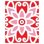 A Red And White Pattern With A Flower On It Drawstring Bag (Small)