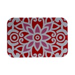 A Red And White Pattern With A Flower On It Open Lid Metal Box (Silver)  