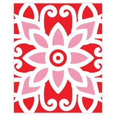 A Red And White Pattern With A Flower On It Drawstring Pouch (XL) from ArtsNow.com Front