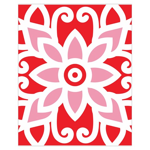 A Red And White Pattern With A Flower On It Drawstring Pouch (XL) from ArtsNow.com Back