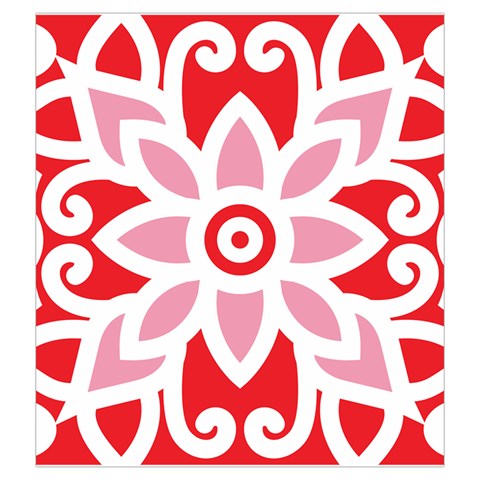 A Red And White Pattern With A Flower On It Drawstring Pouch (2XL) from ArtsNow.com Front