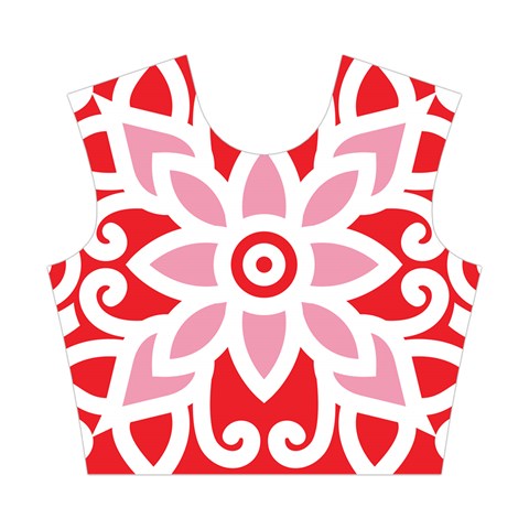 A Red And White Pattern With A Flower On It Cotton Crop Top from ArtsNow.com Front