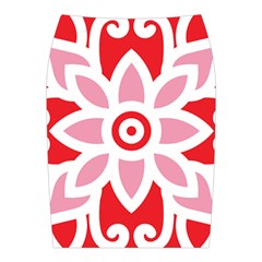 A Red And White Pattern With A Flower On It Midi Wrap Pencil Skirt from ArtsNow.com Back