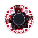 A Red And White Pattern With A Flower On It On-the-Go Memory Card Reader