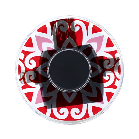 A Red And White Pattern With A Flower On It On Back