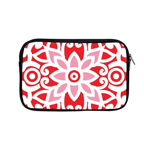 A Red And White Pattern With A Flower On It Apple MacBook Pro 13  Zipper Case from ArtsNow.com Front