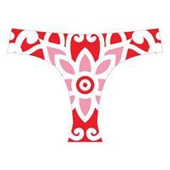 A Red And White Pattern With A Flower On It Cross Back Hipster Bikini Set from ArtsNow.com Front Under