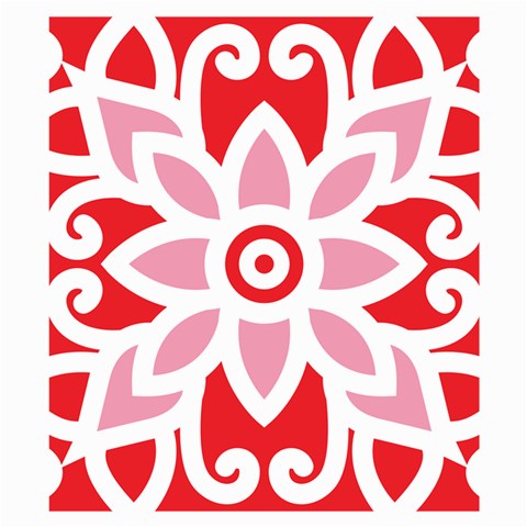 A Red And White Pattern With A Flower On It Kids  Hooded Rain Ponchos from ArtsNow.com Hood Right