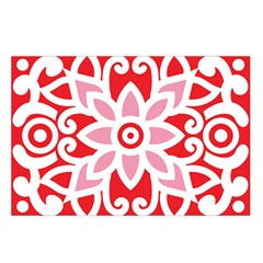 A Red And White Pattern With A Flower On It Waist Pouch (Small) from ArtsNow.com Loop