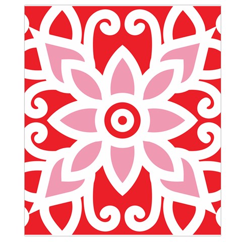 A Red And White Pattern With A Flower On It Belt Pouch Bag (Large) from ArtsNow.com Back Strap