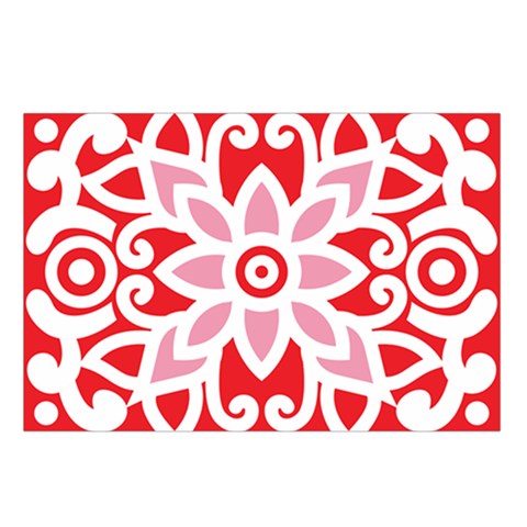 A Red And White Pattern With A Flower On It Belt Pouch Bag (Large) from ArtsNow.com Loop