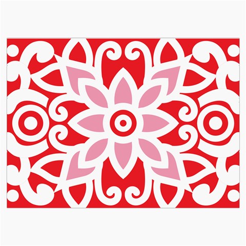 A Red And White Pattern With A Flower On It Roll Up Canvas Pencil Holder (L) from ArtsNow.com Front