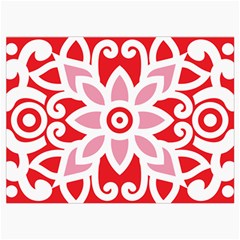 A Red And White Pattern With A Flower On It Roll Up Canvas Pencil Holder (L) from ArtsNow.com Front