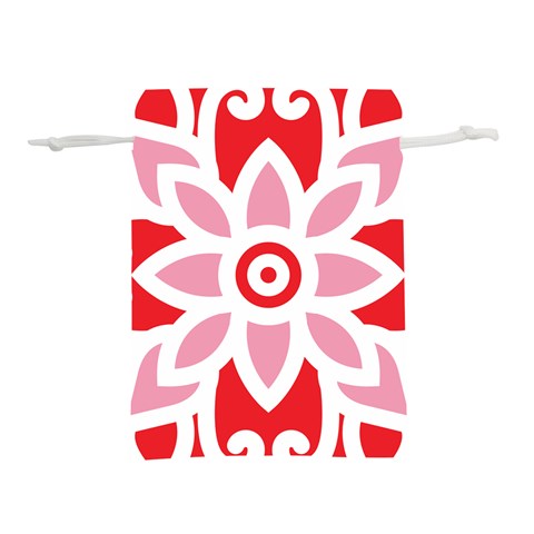 A Red And White Pattern With A Flower On It Lightweight Drawstring Pouch (M) from ArtsNow.com Front