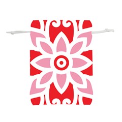 A Red And White Pattern With A Flower On It Lightweight Drawstring Pouch (M) from ArtsNow.com Front