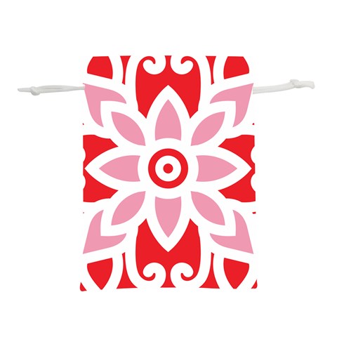 A Red And White Pattern With A Flower On It Lightweight Drawstring Pouch (L) from ArtsNow.com Front