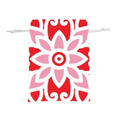 A Red And White Pattern With A Flower On It Lightweight Drawstring Pouch (L) from ArtsNow.com Front