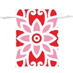 A Red And White Pattern With A Flower On It Lightweight Drawstring Pouch (XL)