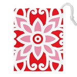 A Red And White Pattern With A Flower On It Drawstring Pouch (4XL)