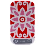 A Red And White Pattern With A Flower On It Sterilizers