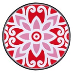 A Red And White Pattern With A Flower On It Wireless Fast Charger(Black)