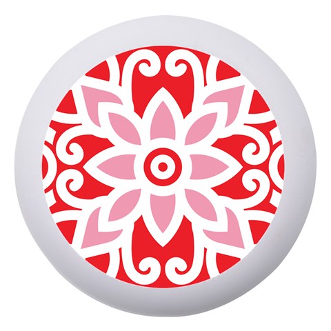 A Red And White Pattern With A Flower On It Dento Box with Mirror from ArtsNow.com Front