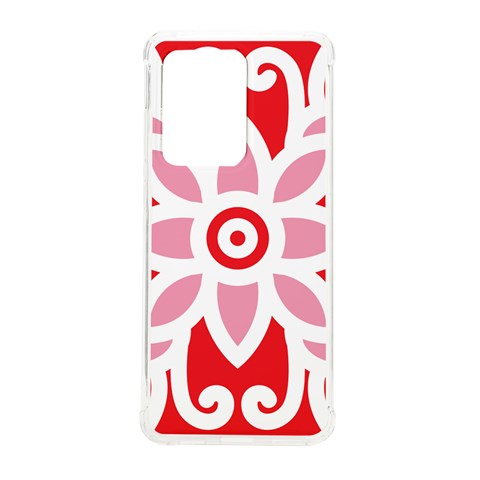 A Red And White Pattern With A Flower On It Samsung Galaxy S20 Ultra 6.9 Inch TPU UV Case from ArtsNow.com Front