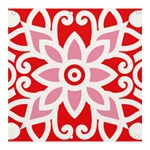 A Red And White Pattern With A Flower On It Banner and Sign 3  x 3 