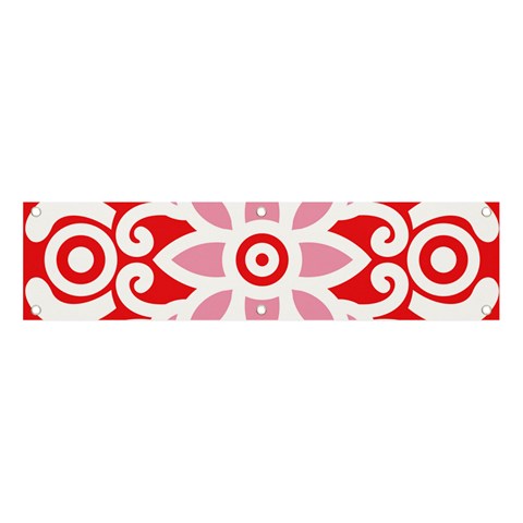 A Red And White Pattern With A Flower On It Banner and Sign 4  x 1  from ArtsNow.com Front