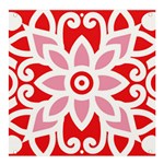 A Red And White Pattern With A Flower On It Banner and Sign 4  x 4 