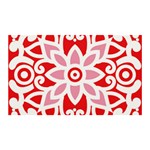 A Red And White Pattern With A Flower On It Banner and Sign 5  x 3 