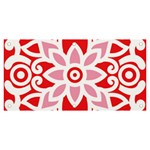 A Red And White Pattern With A Flower On It Banner and Sign 6  x 3 