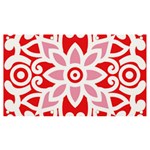 A Red And White Pattern With A Flower On It Banner and Sign 7  x 4 