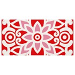 A Red And White Pattern With A Flower On It Banner and Sign 8  x 4 