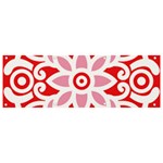 A Red And White Pattern With A Flower On It Banner and Sign 9  x 3 