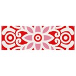 A Red And White Pattern With A Flower On It Banner and Sign 12  x 4 