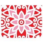 A Red And White Pattern With A Flower On It Premium Plush Fleece Blanket (Medium)